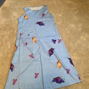 NWOT Blue Shift Dress with Butterflies Size XL (see description!)